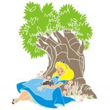 Трафарет Алиса под деревом