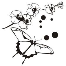 Трафарет Бабочка и цветок сакуры