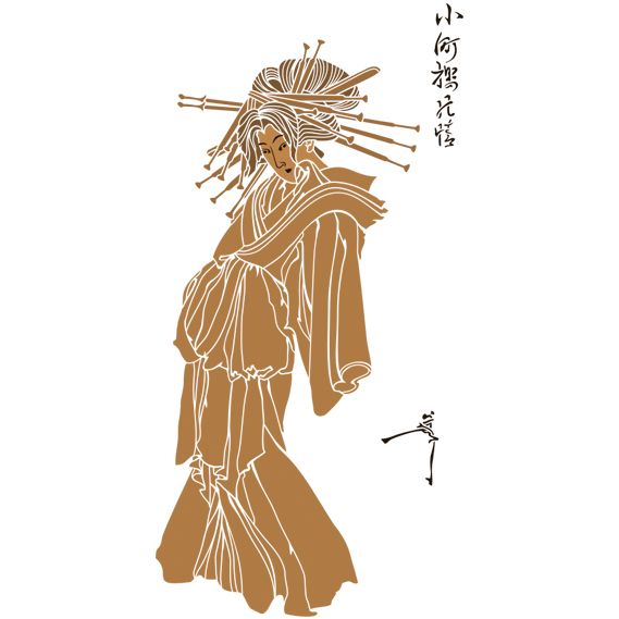 Трафарет Japanese art укиё-э (Chikanobu вариация на тему )